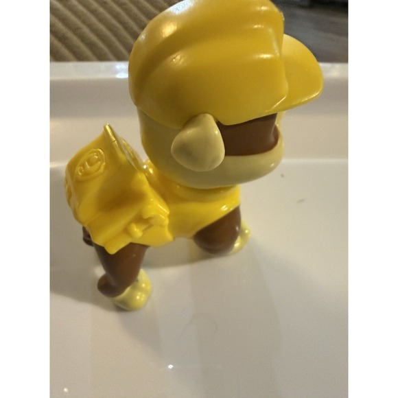 Paw Patrol RUBBLE Pup Dog Figurine 2" Yellow Spin Master Moveable - Picture 3 of 3